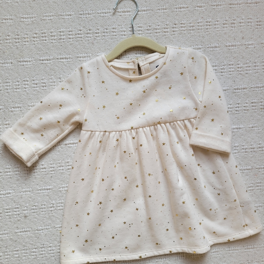 Cream with Gold Stars Dress (Fleece/Soft) 18-24 mo Girls Old Navy